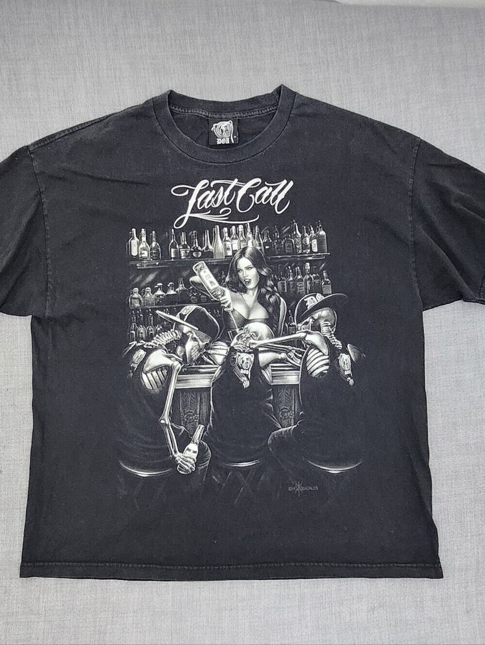 DGA Last Call Skull Bar Themed Graphic Tee 100%Cotton. 2XL